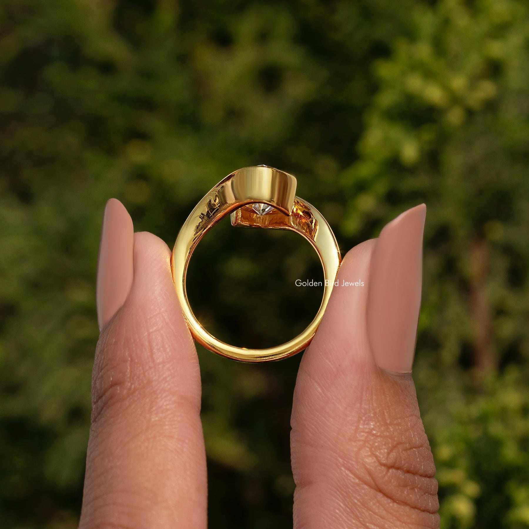 Bypass Old Mine Oval Moissanite Solitaire Ring