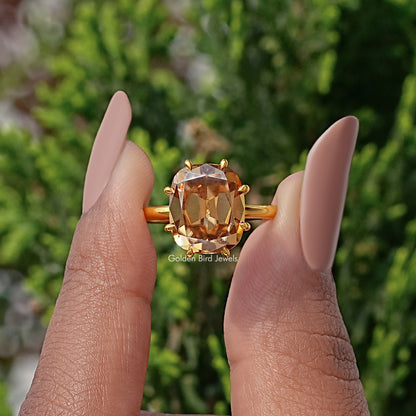 Champagne Old Mine Cushion Moissanite Engagement Ring