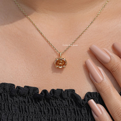 Champagne Step Cut Oval Moissanite Pendant