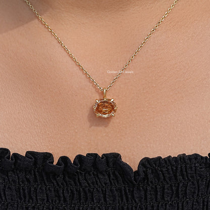 Detailed View Of Step Cut Oval Moissanite Pendant 