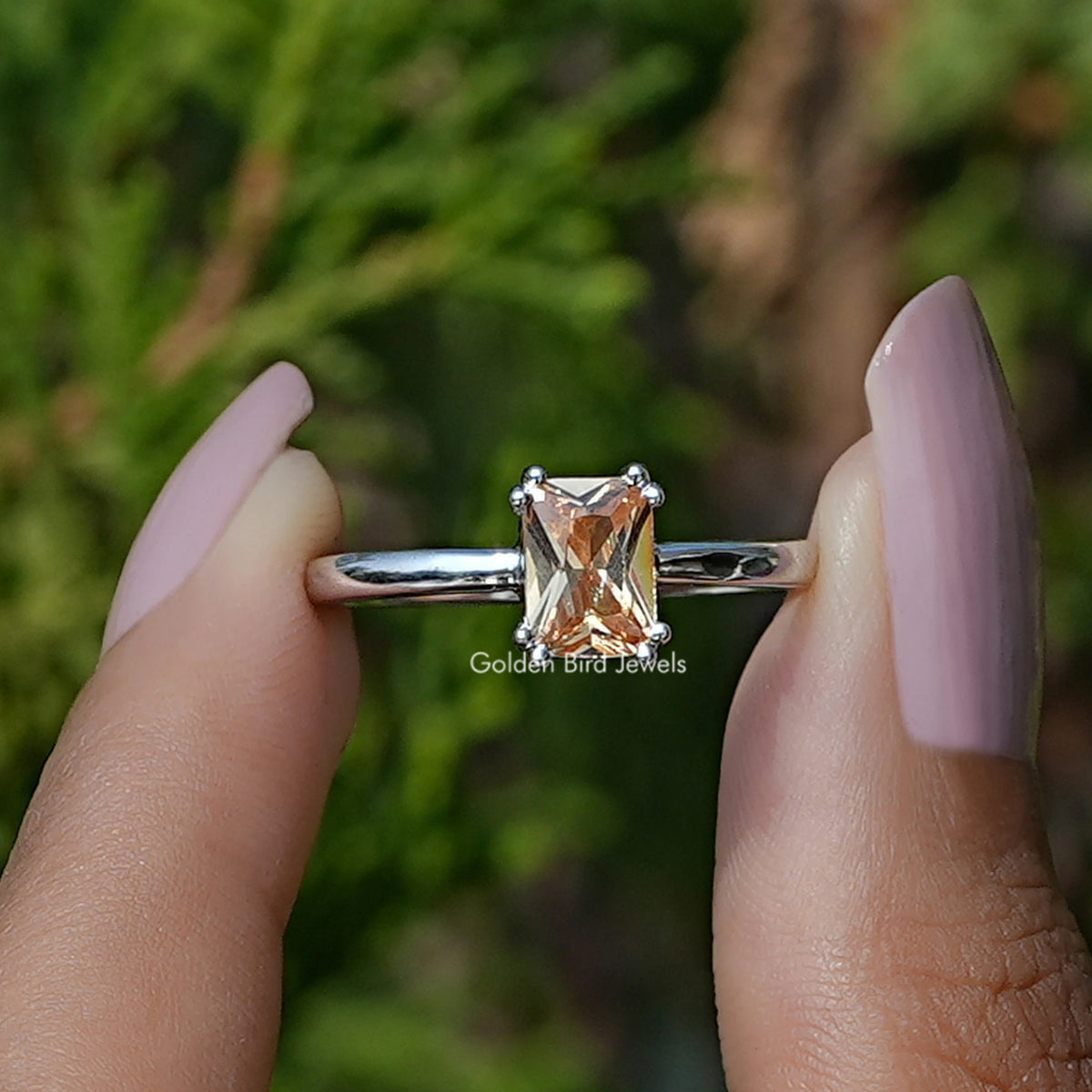 Citrine Orange Emerald Gemstone Ring