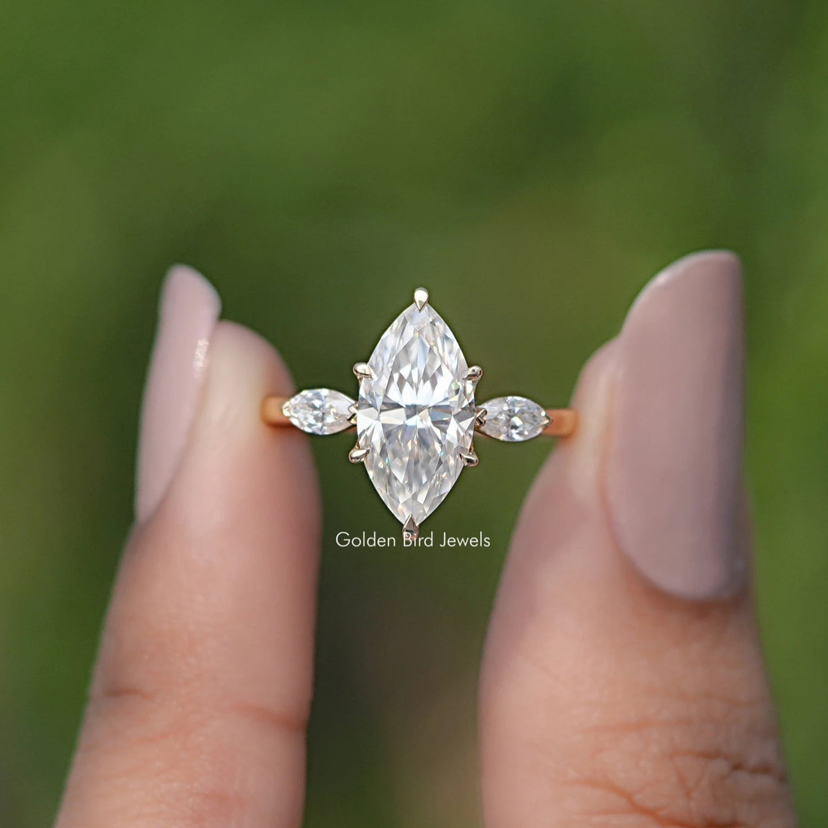 Marquise Cut Moissanite Three Stone Ring