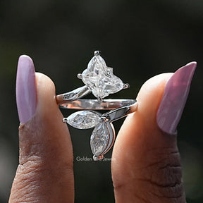 [Colorless Butterfly Cut Moissanite Bypass Ring]-[Golden Bird Jewels]