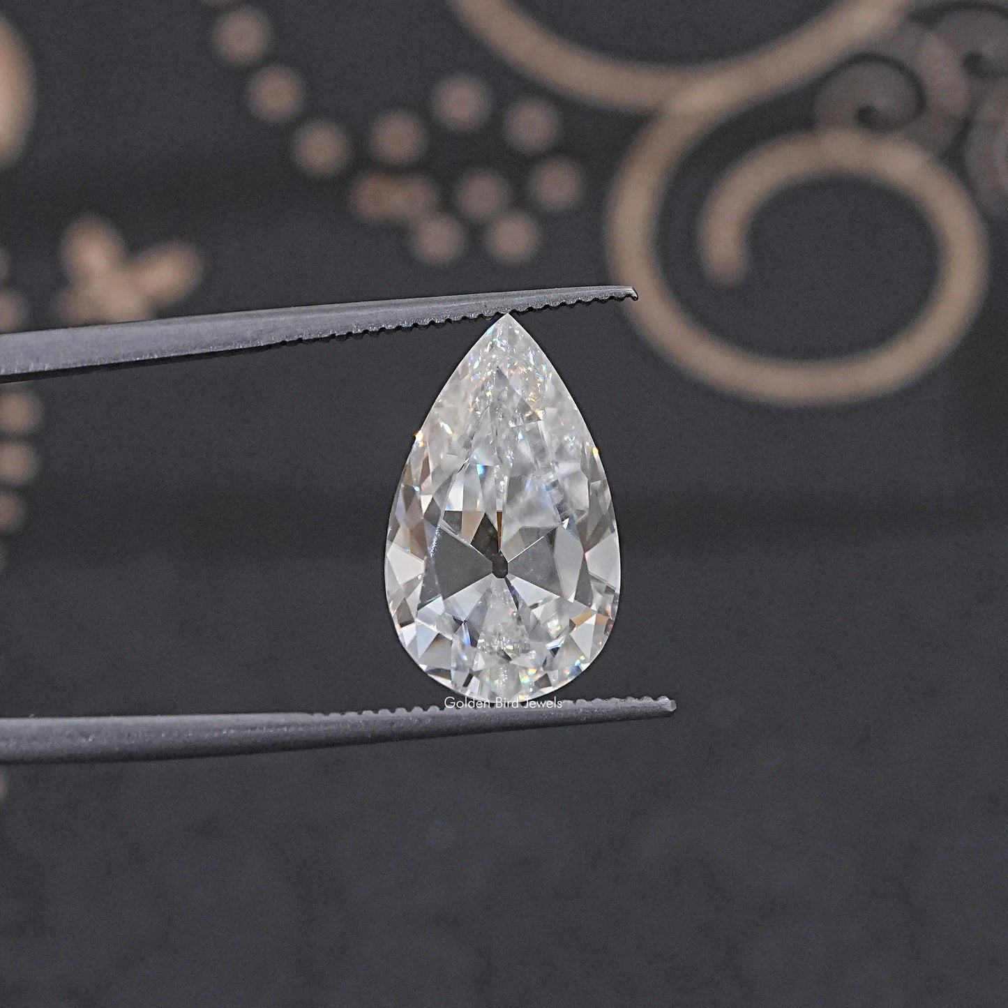 Detailed View Of Old Mine Pear Cut Loose Moissanite Stone