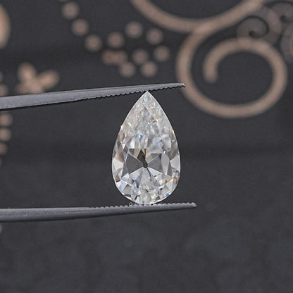 Detailed View Of Old Mine Pear Cut Loose Moissanite Stone