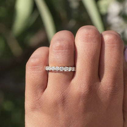 Colorless Round Cut Half Eternity Moissanite Band