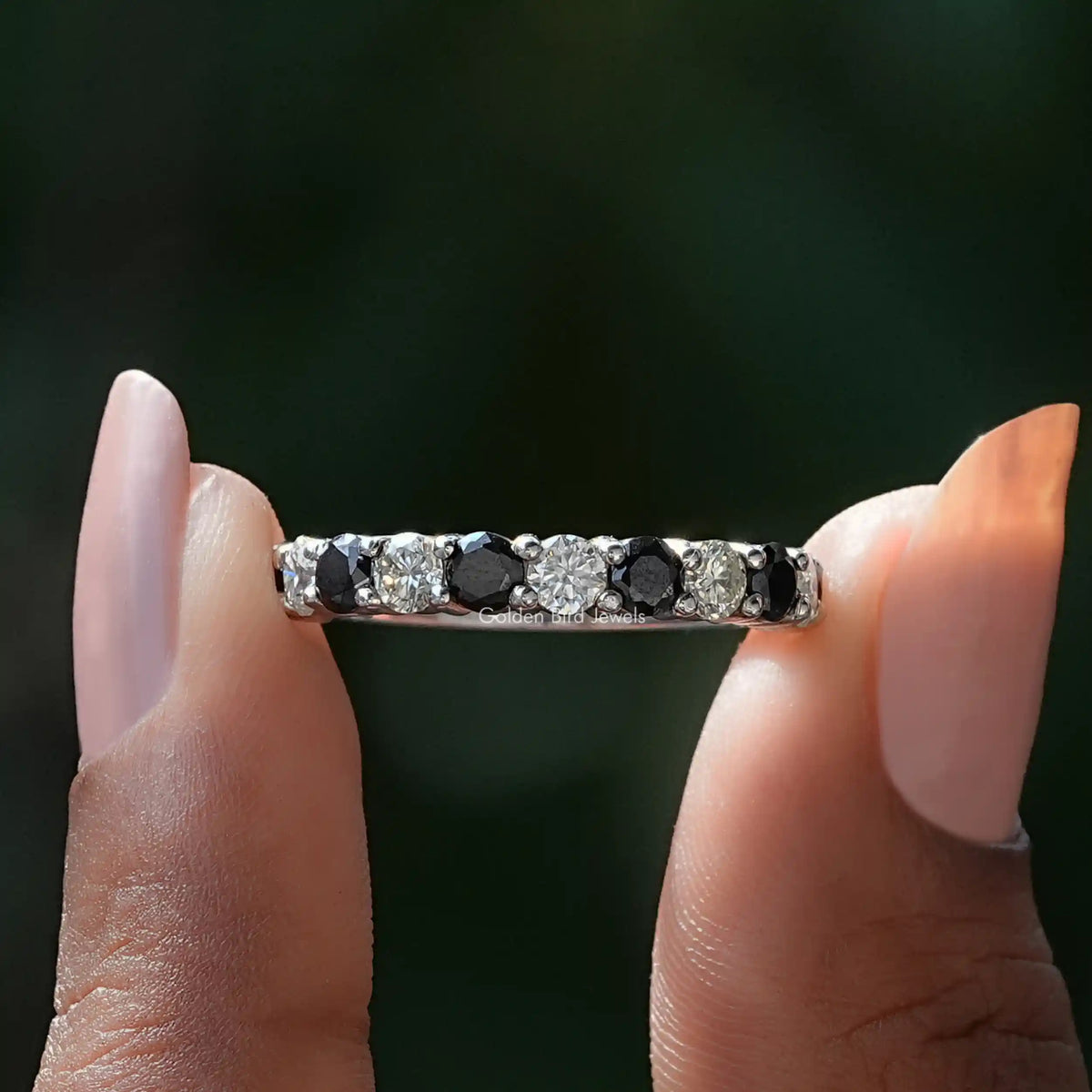 [Colorless Round Cut Moissanite Eternity Band]-[Golden Bird Jewels]