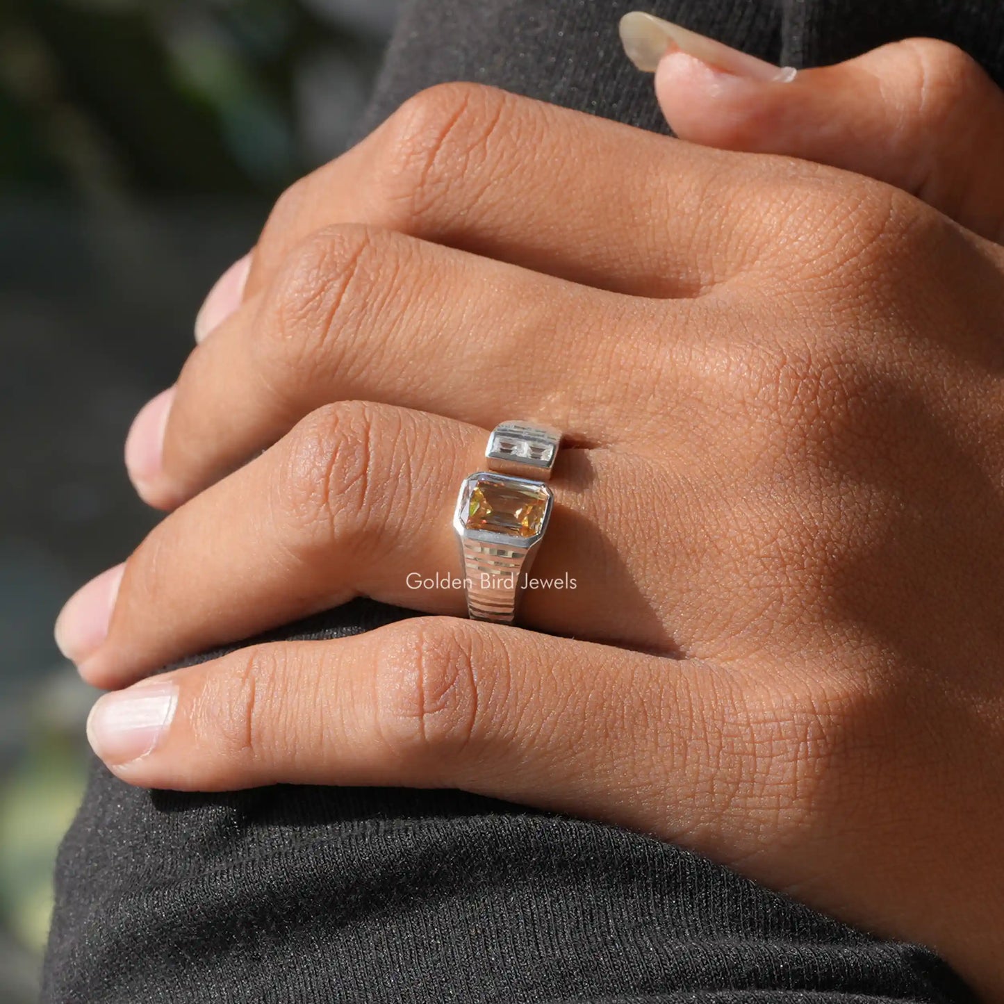 Criss Cut Moissanite Open Cuff Toi Et Moi Ring