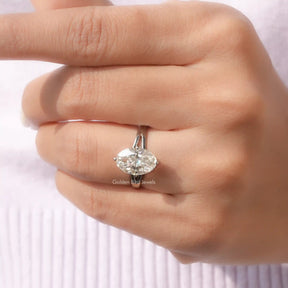 [Prong Setting Oval Cut Moissanite Hidden Halo Ring]-[Golden Bird Jewels]