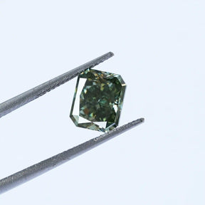 [In twizzer front view of radiant cut loose moissanite]-[Golden Bird Jewels]