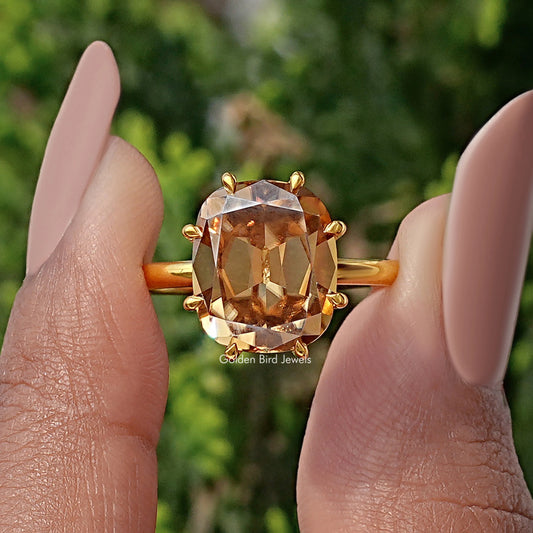 Champagne Old Mine Cushion Moissanite Engagement Ring