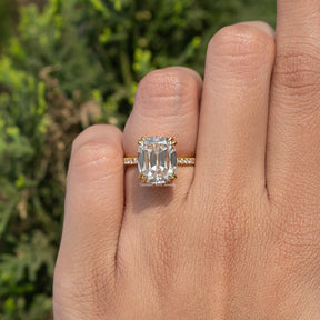 Old Mine Cushion Cut Moissanite Accent Stone Ring