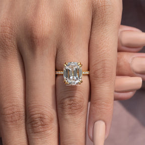 Old Mine Cushion Cut Moissanite Accent Stone Ring