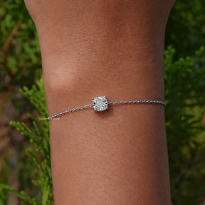 Solitaire Lab Diamond Cushion Cut Chain Bracelet