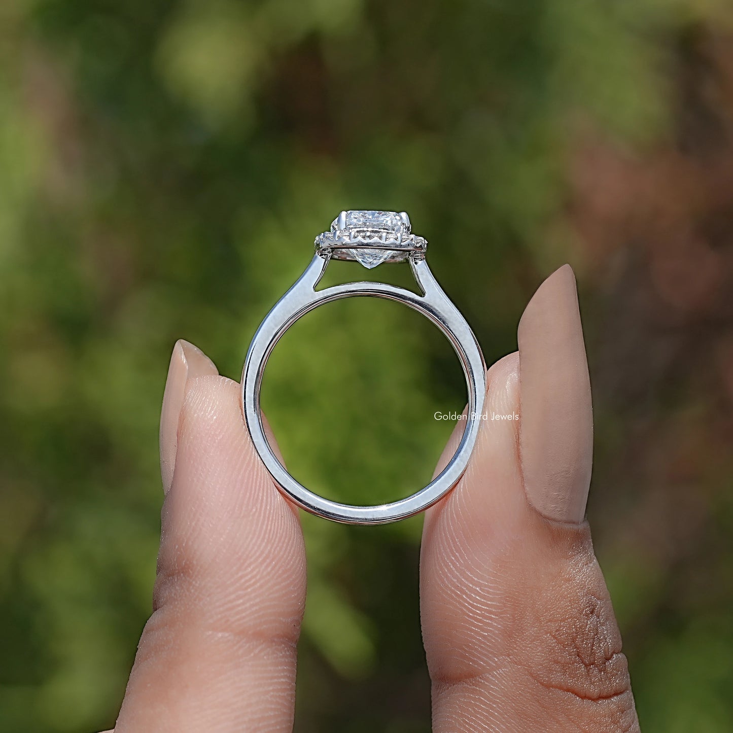 Back View Of Lab Diamond Halo Engagement Ring
