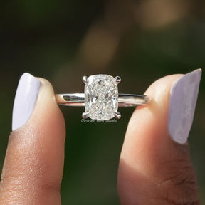 [Cushion Cut Lab Grown Diamond Solitaire Ring]-[Golden Bird Jewels]