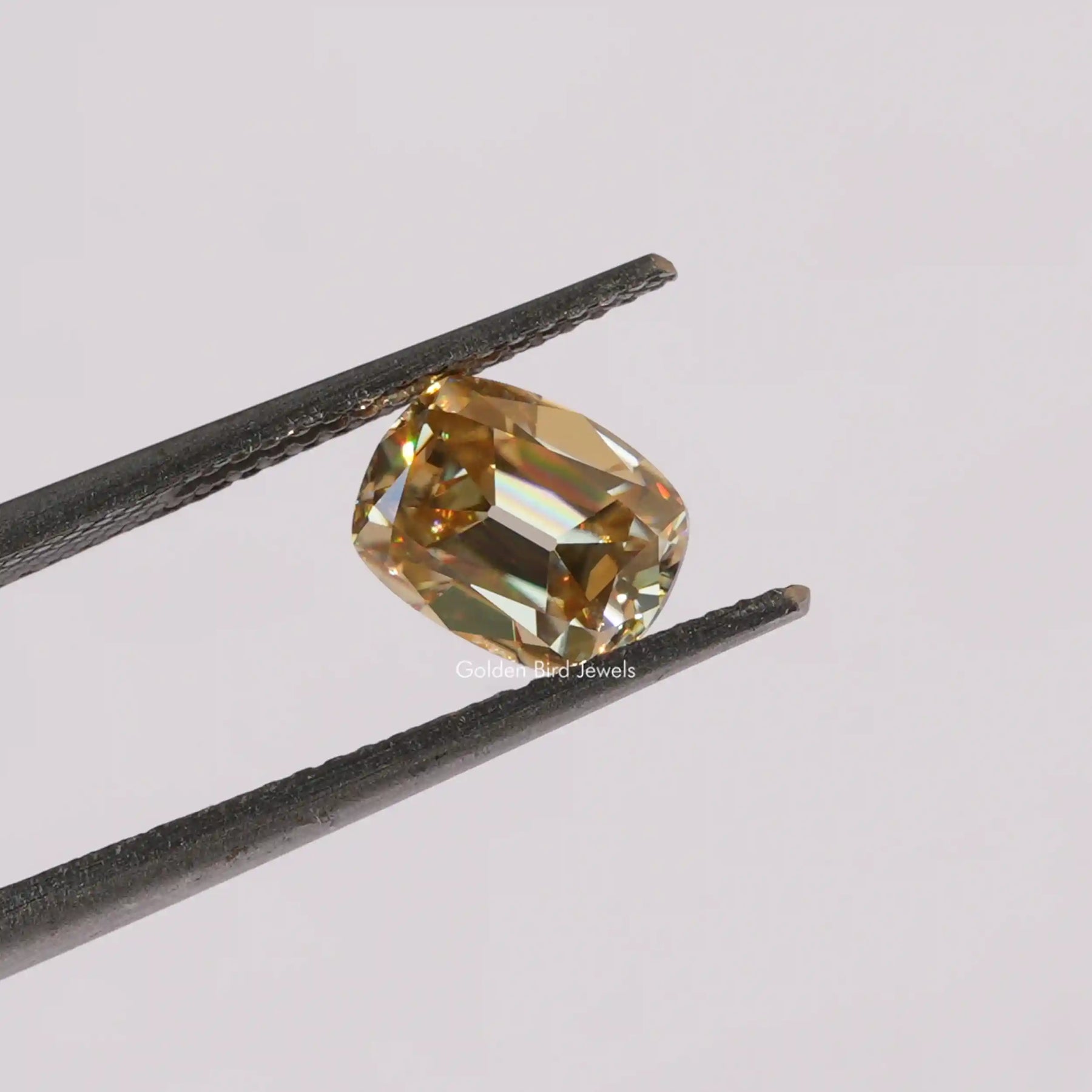 [This old mine cut cushion cut loose stone made of yellow color]-[Golden Bird Jewels]