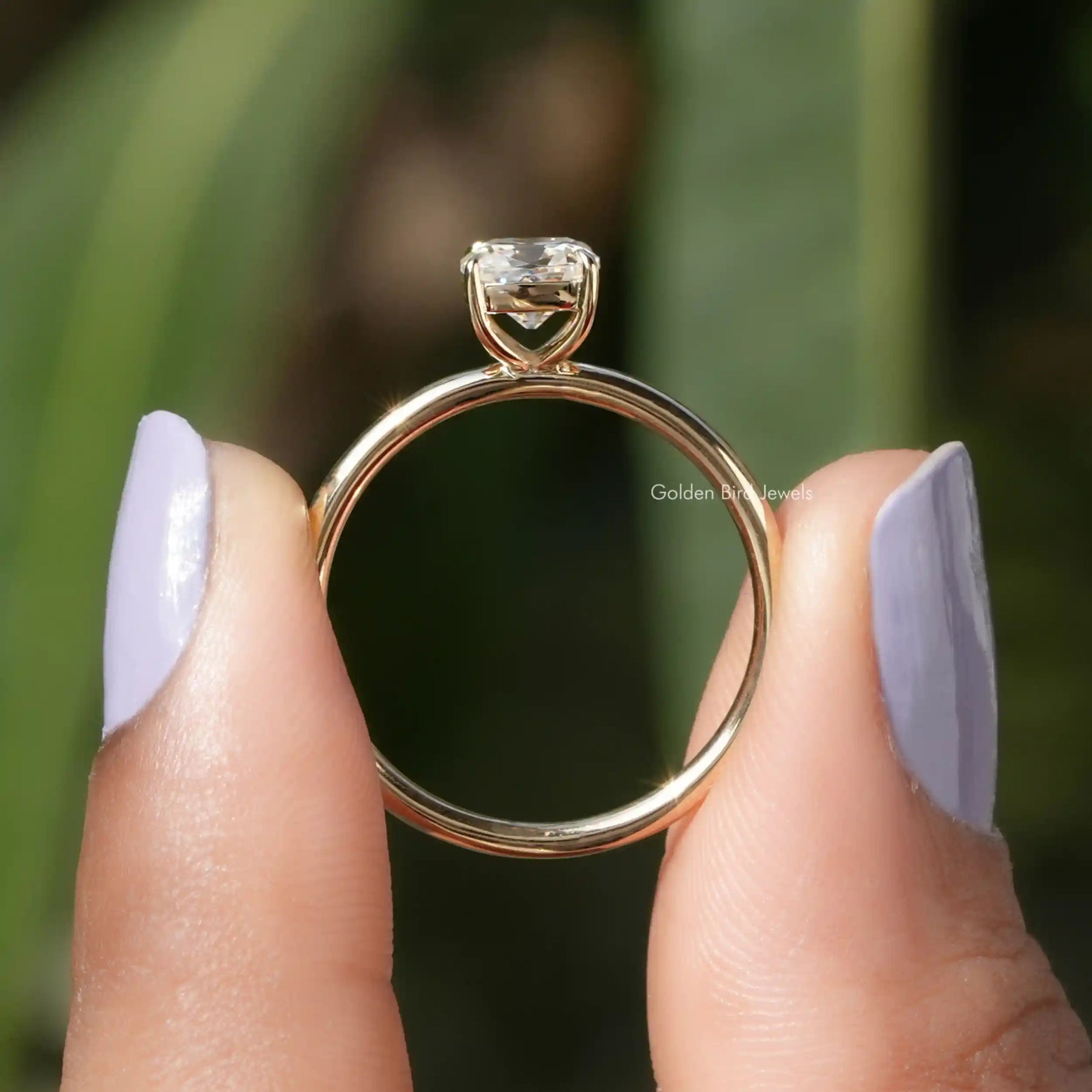 [Solitaire Cushion Cut Moissanite Ring]-[Golden Bird Jewels]