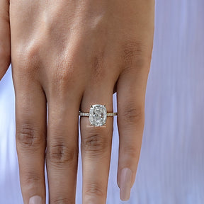 Cushion Cut Moissanite Hidden Halo Ring