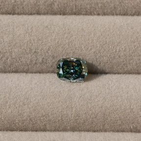 [Moissanite Blue Green Cushion Cut Loos Stone]-[Golden Bird Jewels]