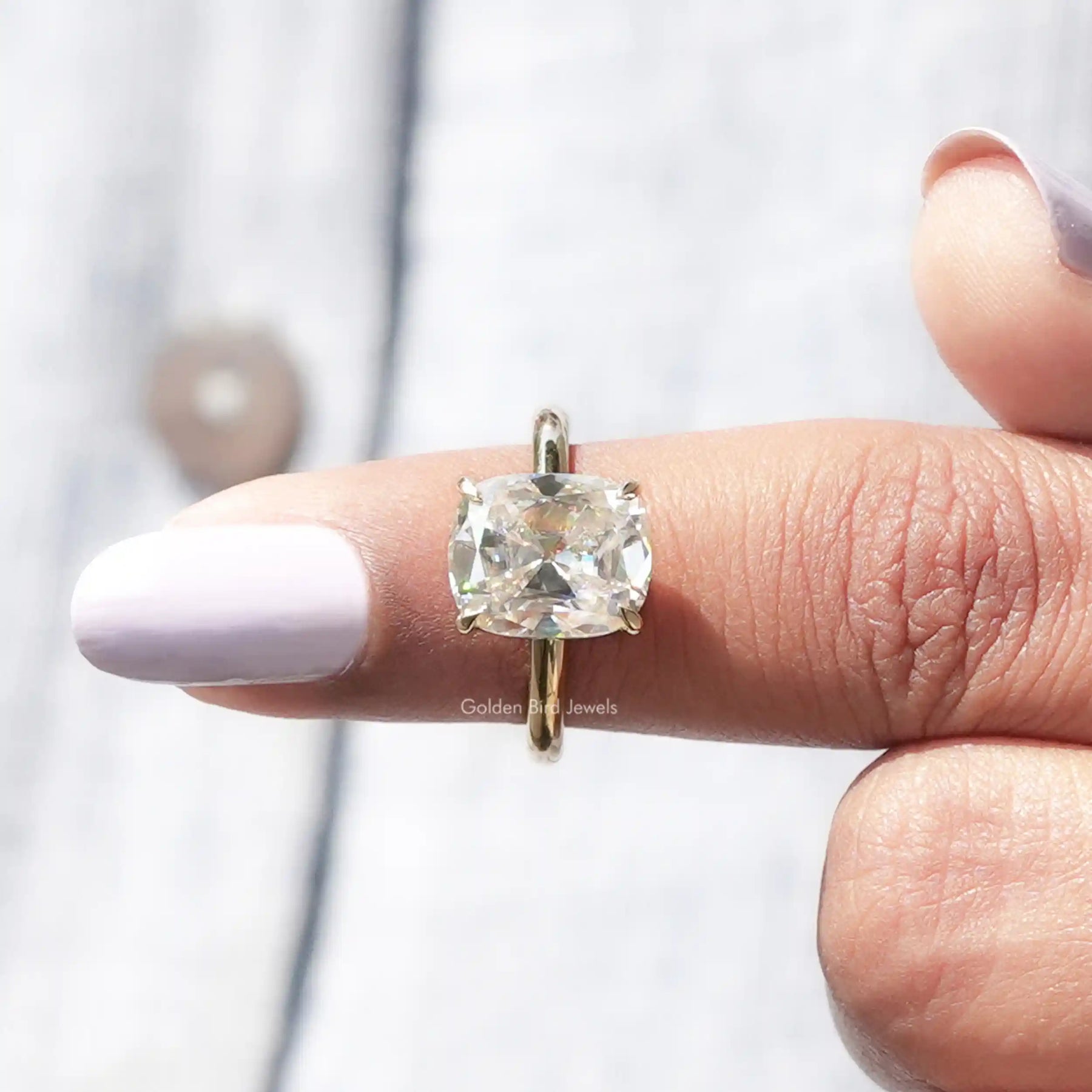 [Cushion Cut Moissanite Ring]-[Golden Bird Jewels]