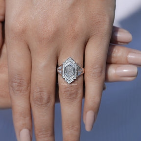 Custom Triangle Cut Cluster Diamond Engagement Ring