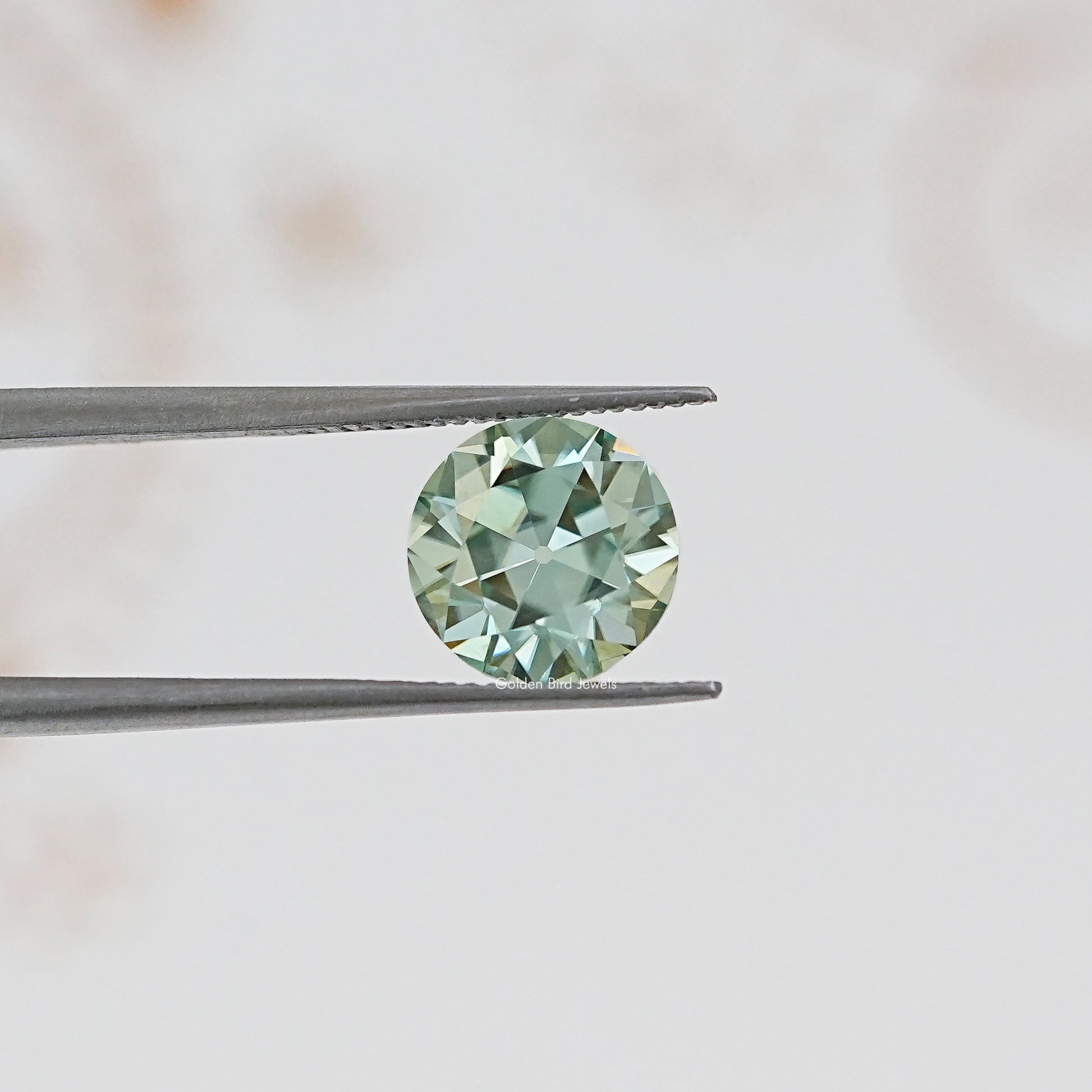 In Tweezer View Of Old European Round Cut Loose Moissanite