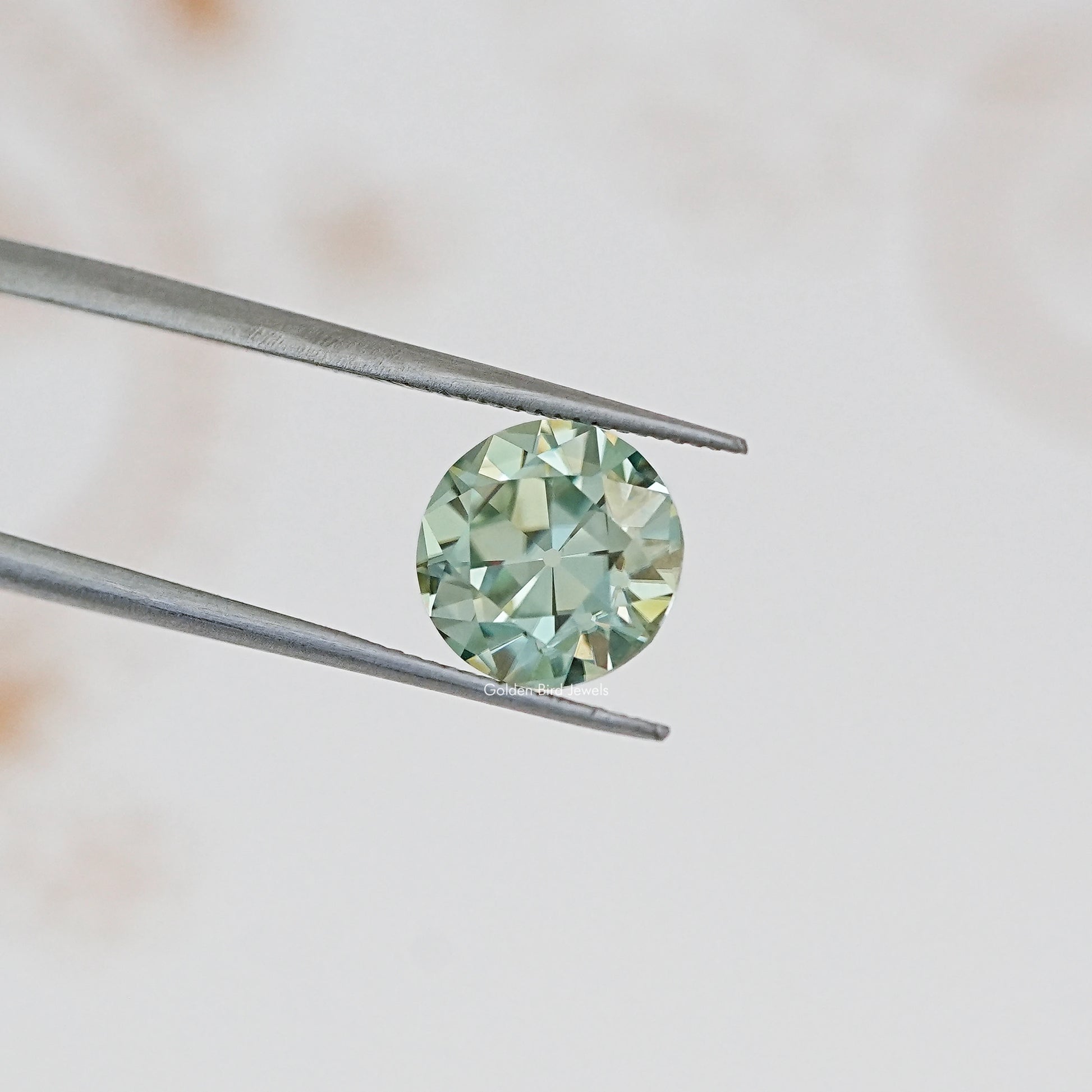 Cross View Of Blue Old European  Loose Moissanite