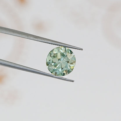 Cross View Of Blue Old European  Loose Moissanite