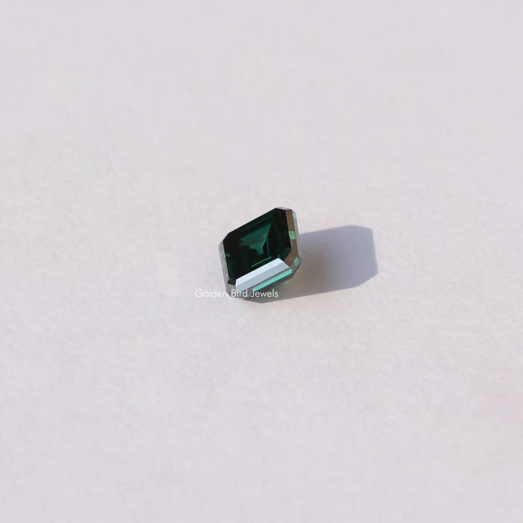 [Top view of dark green asscher cut loose moissanite]-[Golden Bird Jewels]