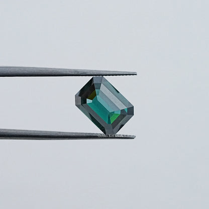 Dark Green Old Mine Emerald Cut Loose Moissanite
