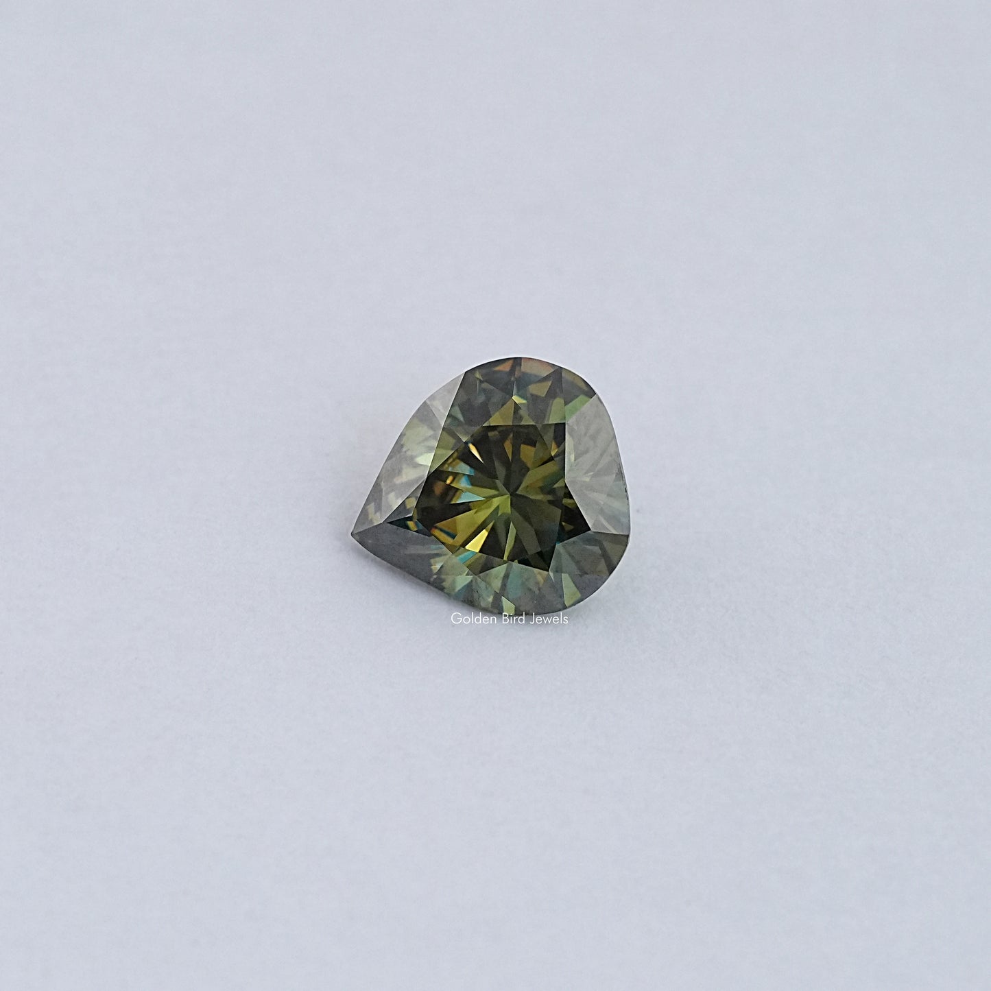 View Of  Green  Pear Loose Moissanite 