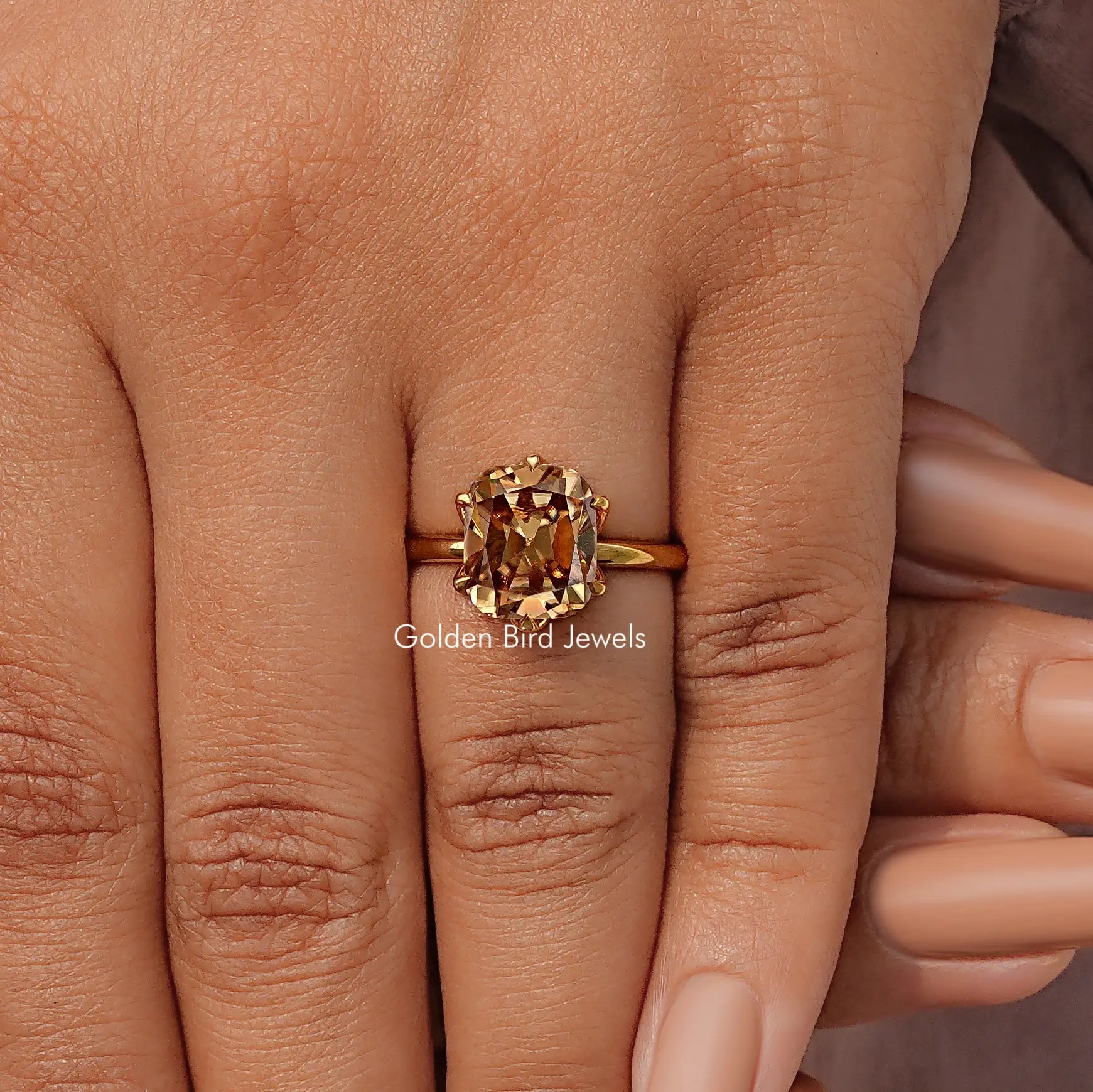 Old Mine Cushion Cut Solitaire Decorative Moissanite Prong Set Ring