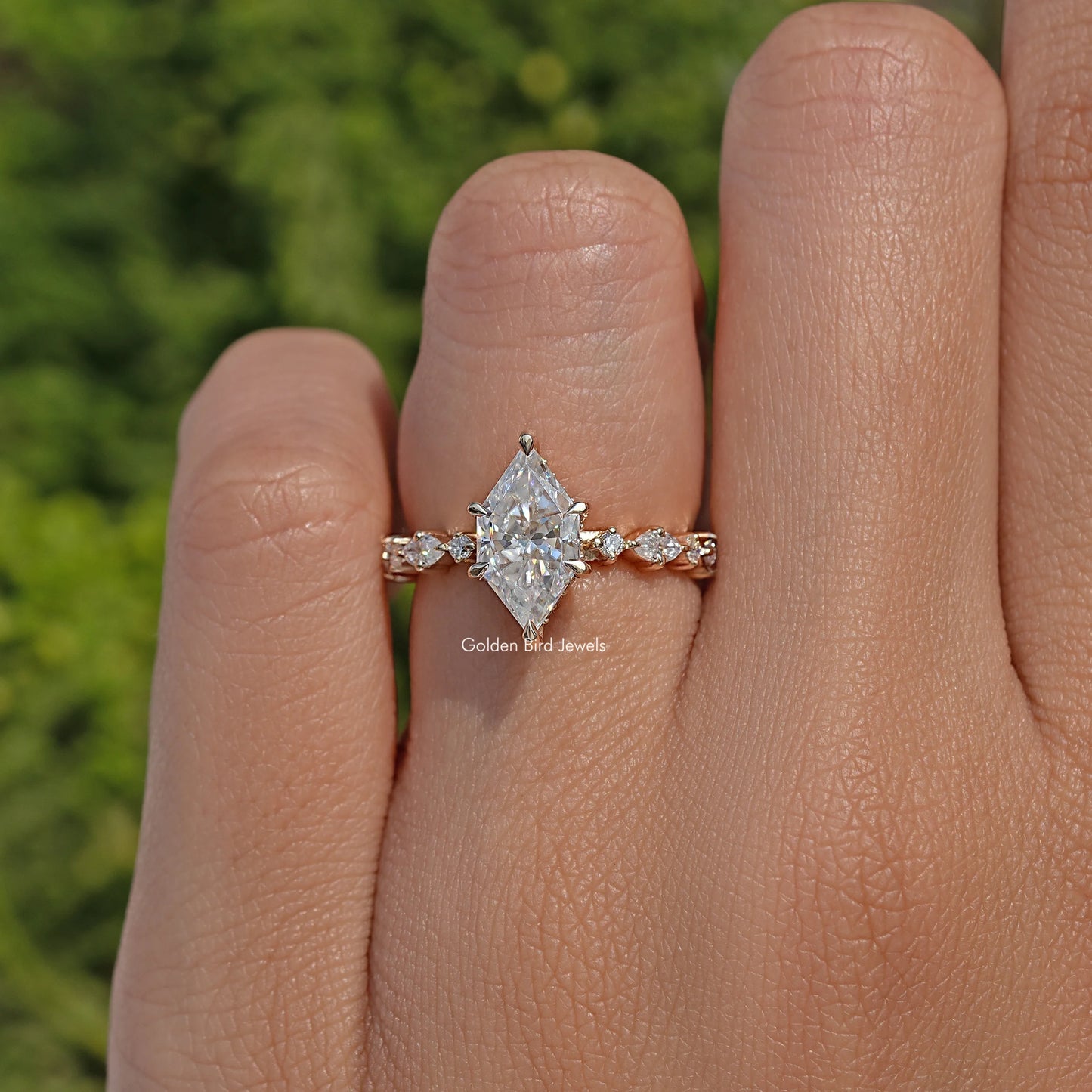 Dutch Marquise Cut Moissanite Accent Ring