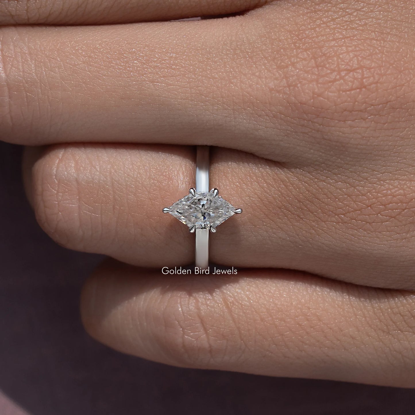 Dutch Marquise Cut Moissanite Hidden Halo Ring