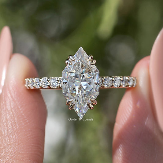 Dutch Marquise Cut Solitaire Accent Moissanite Ring