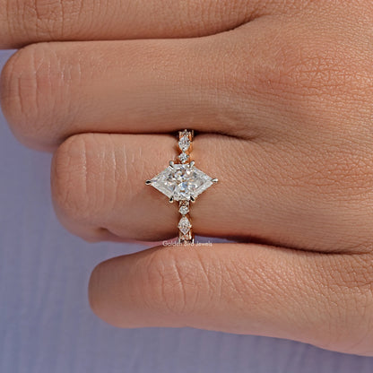 Dutch Marquise Cut Moissanite Accent Ring
