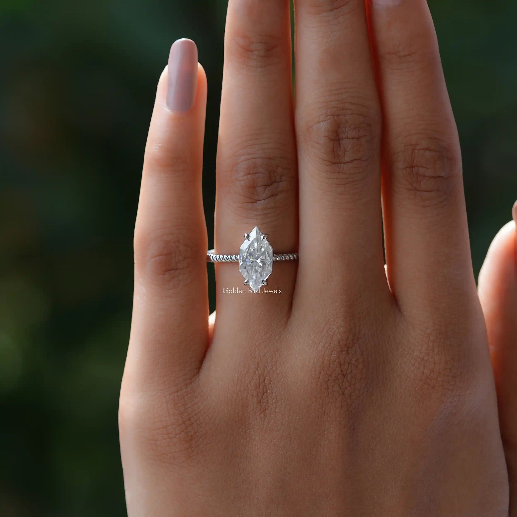 Moissanite Dutch Marquise Cut Engagement Ring