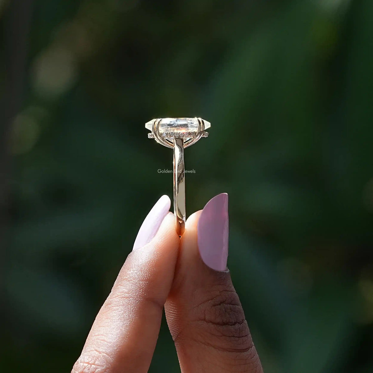 Dutch Marquise Cut Hidden Halo Moissanite Ring