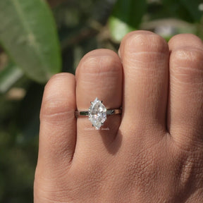 [Prong Setting Dutch Marquise Cut Moissanite Ring]-[Golden Bird Jewels]