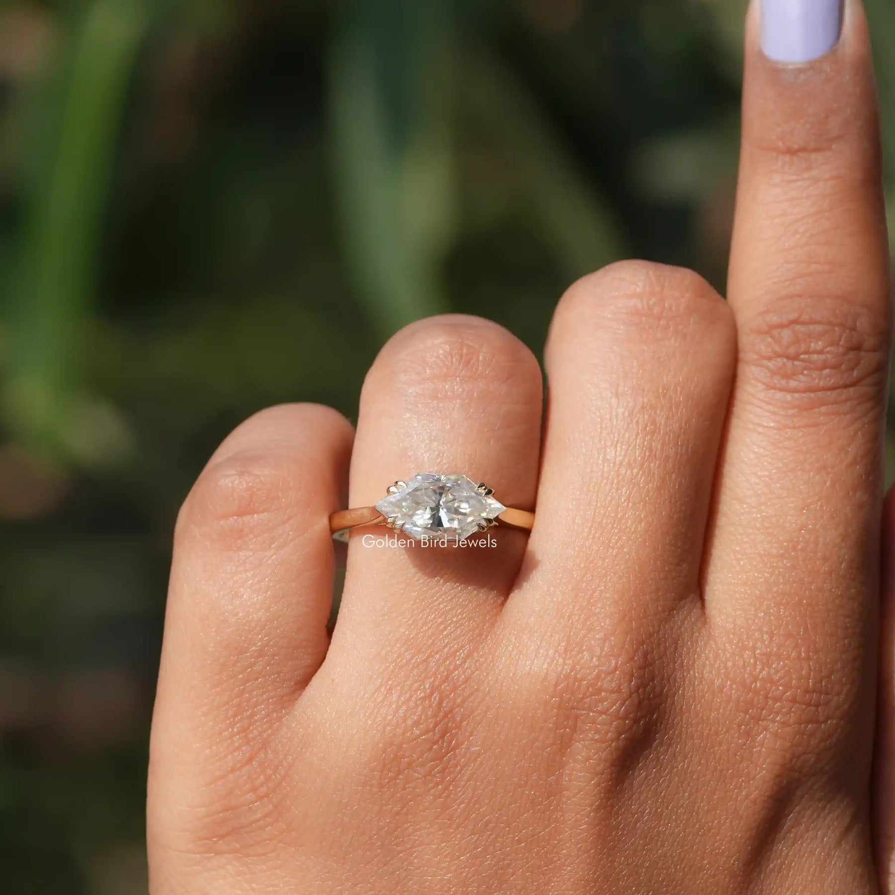 Dutch Marquise Moissanite East West Solitaire Ring