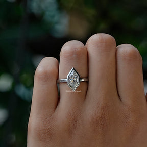 Detailed View Of Dutch Marquise Cut Hidden Halo Ring