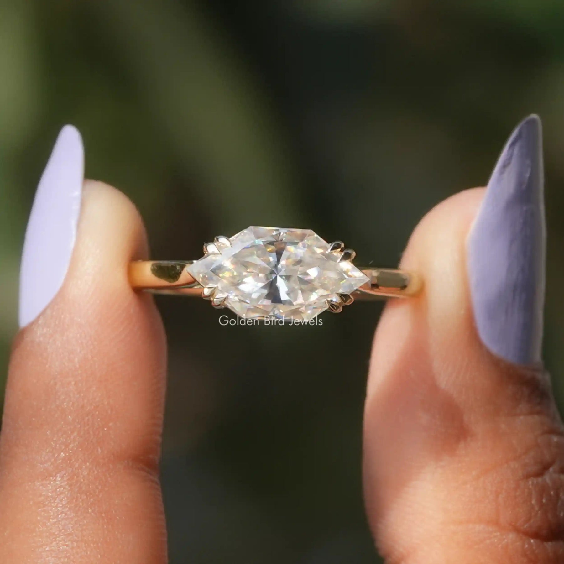 Dutch Marquise Moissanite East West Solitaire Ring