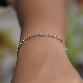 Side View Of East West Lab Diamond Tennis Bracelet