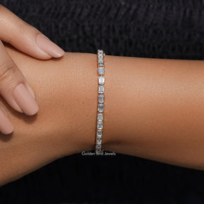 Top View Of Emerald Diamond Tennis Bracelet
