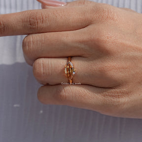 Close View Of Champagne Cut Moissanite Engagement Ring

