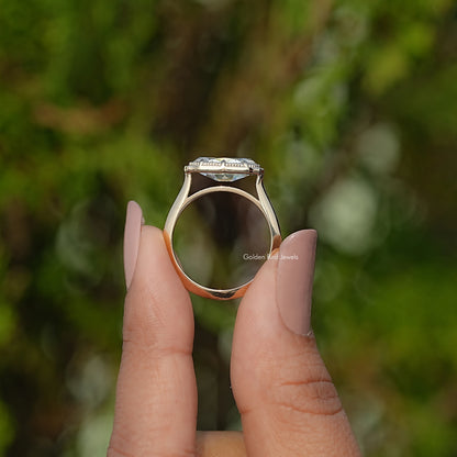 East West Old Mine Moval Moissanite Solitaire Ring