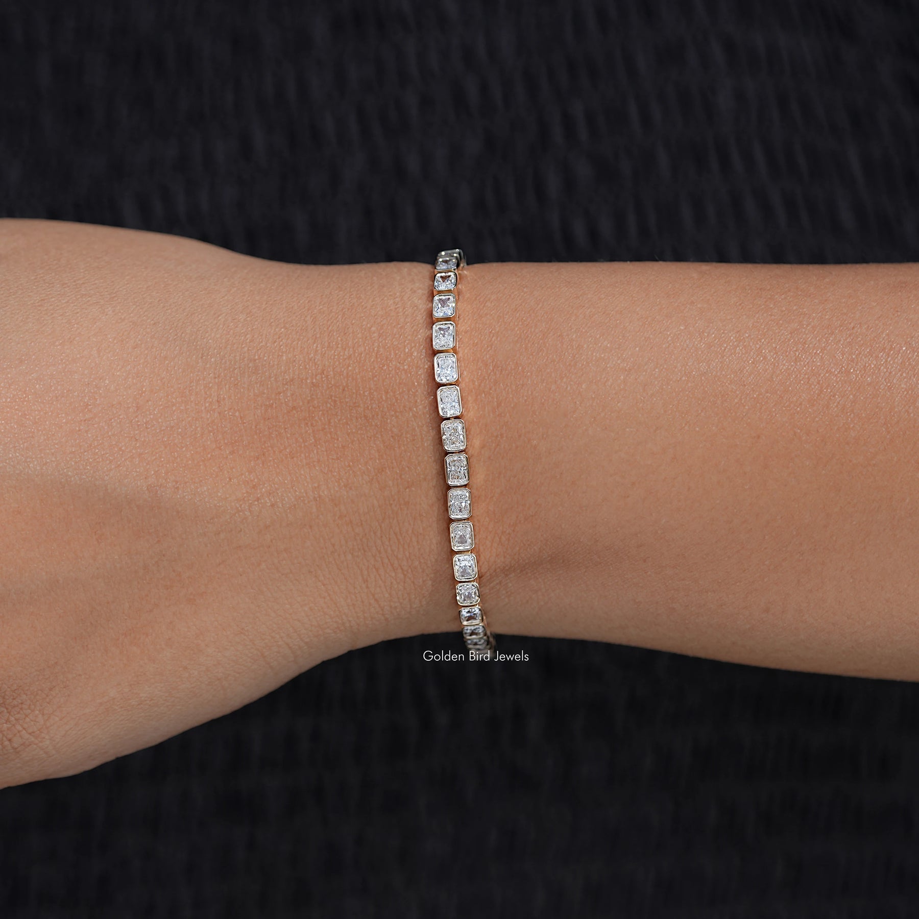 front View of East West Radiant Cut Lab Diamond Bracelet
