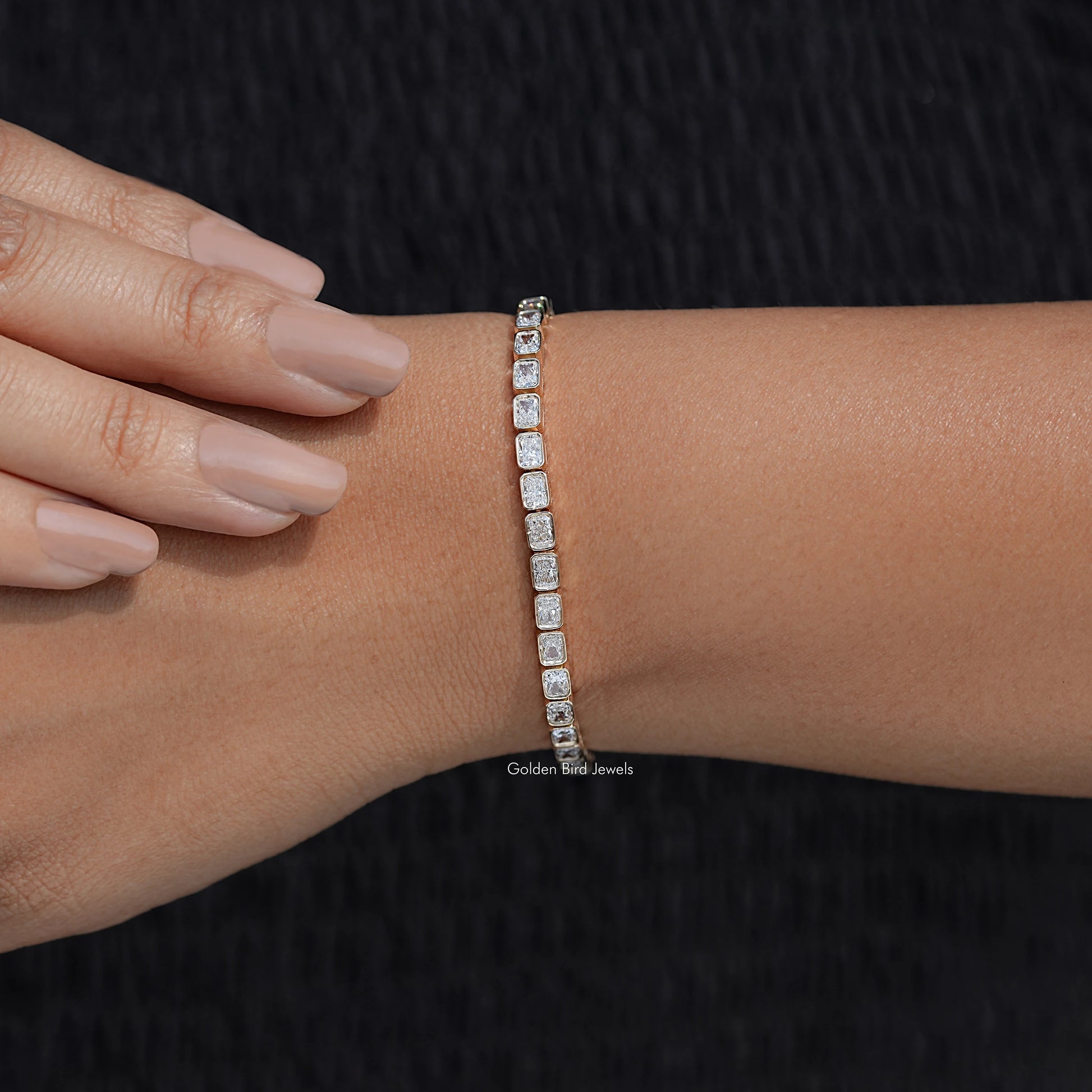 Close View Of Radiant Lab Diamond Bracelet 
