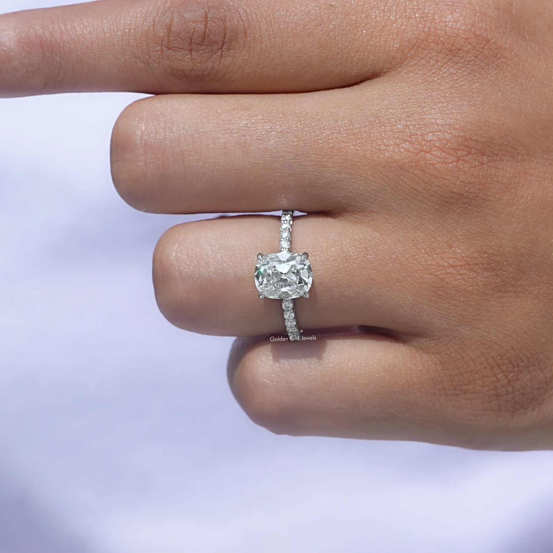 [Cushion Cut Lab Diamond Ring]-[Golden Bird Jewels]